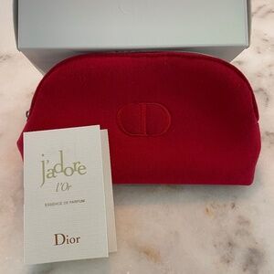 Dior makeup pouch with Jadore perfume sample